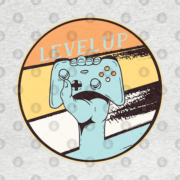 Gamer Level Up Gaming Nerd Vintage Retro Style Design by Delicious Design